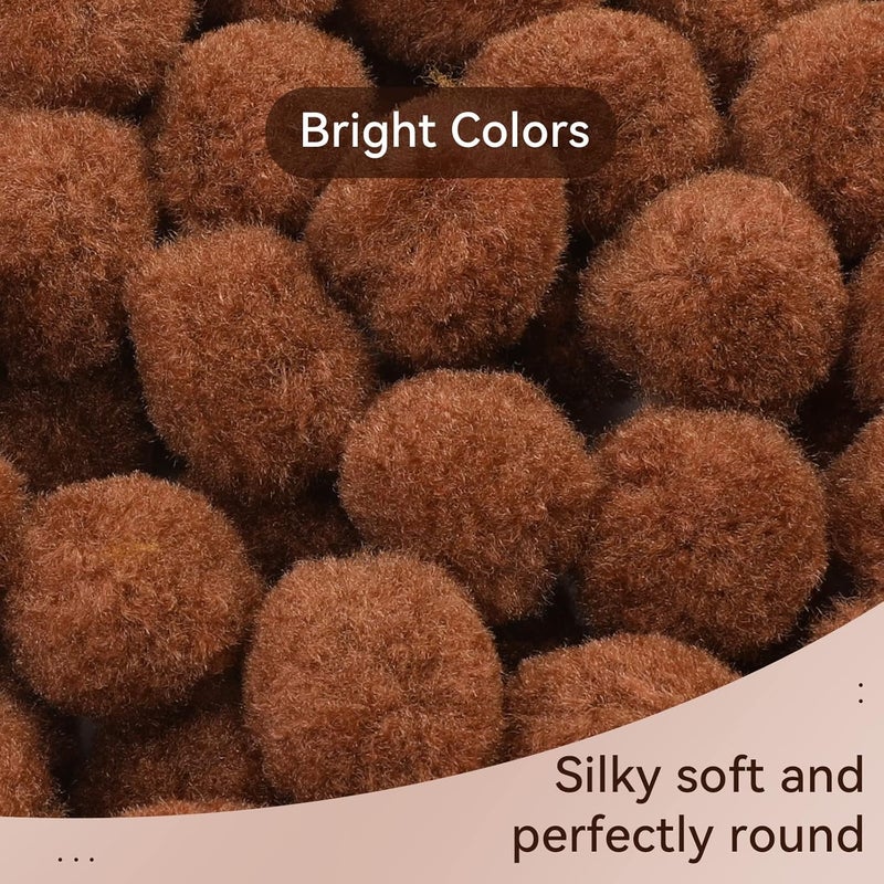 MORFEN 150 Pcs Light Brown Craft Pom Poms, 1 Inch Fuzzy Pompom Puff Balls for DIY Arts, Crafts Projects, Birthday Home Decorations - Image 4